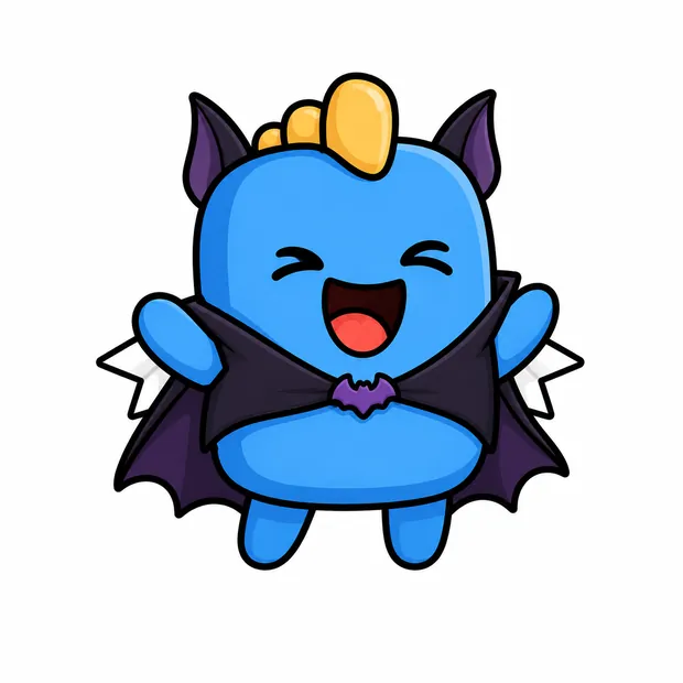 Atli come pipistrello con le ali chiuse, occhi chiusi e felice