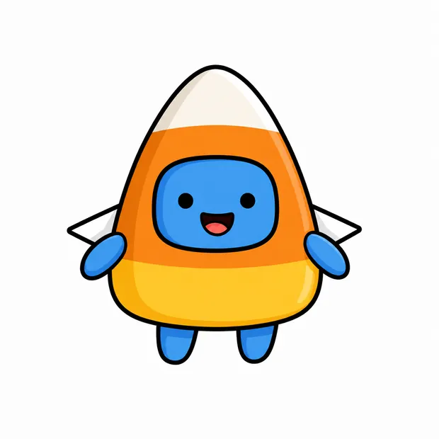 Atli vestito da gigantesca caramella candy corn